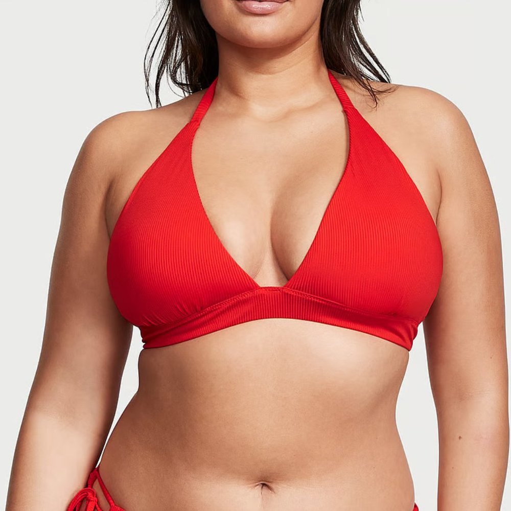 Victoria's Secret Red Push Up Halter Bikini Top